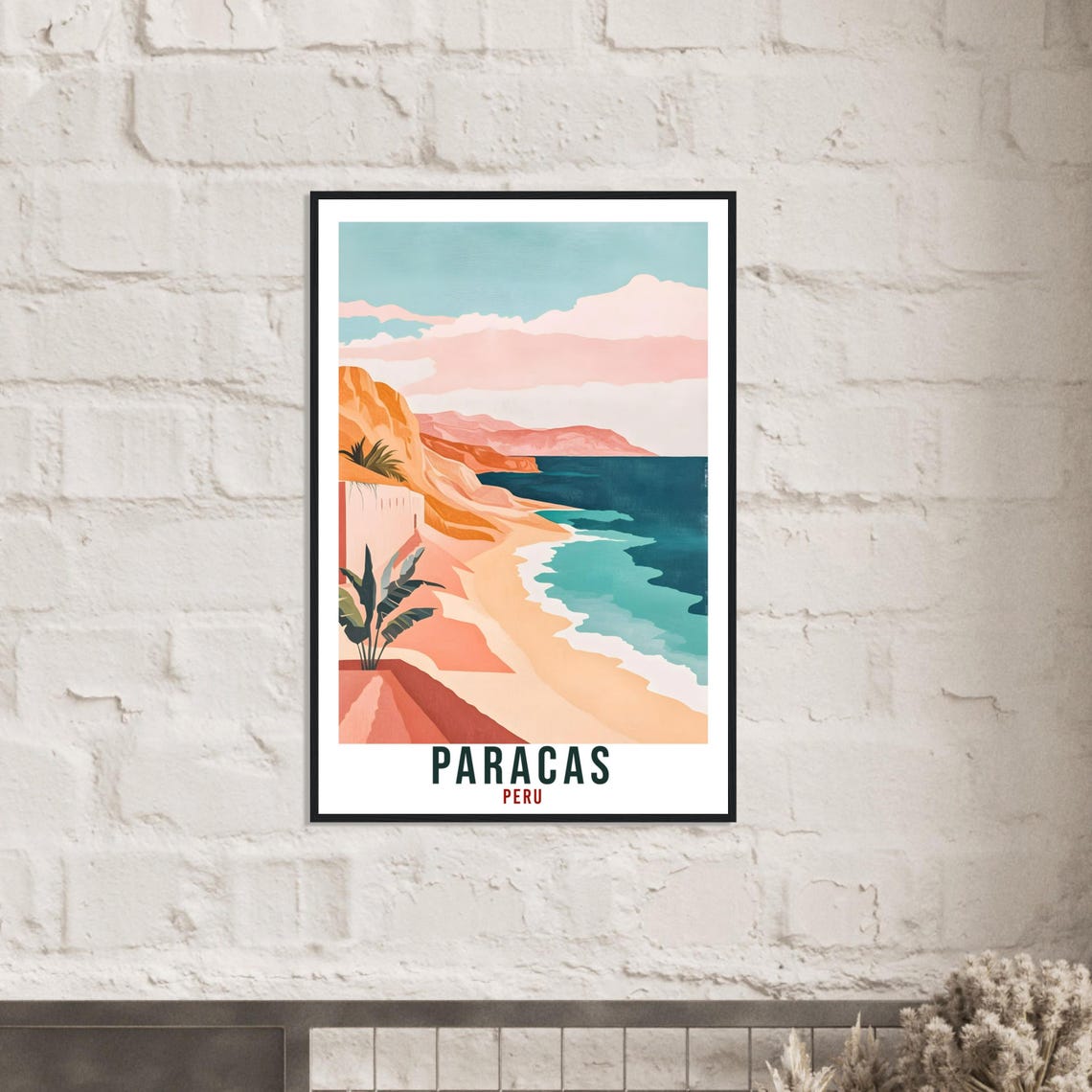 Paracas Peru Coastal Cliffs Beach Sunset Vintage Travel Art Poster - Image 2