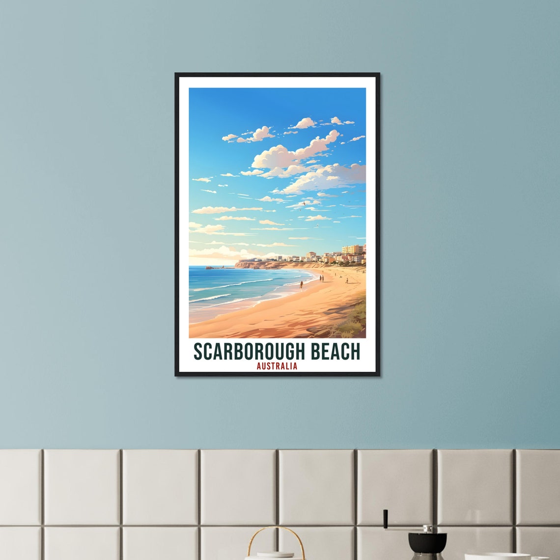 Scarborough Beach Australia Seaside Illustration Travel Poster - Image 2