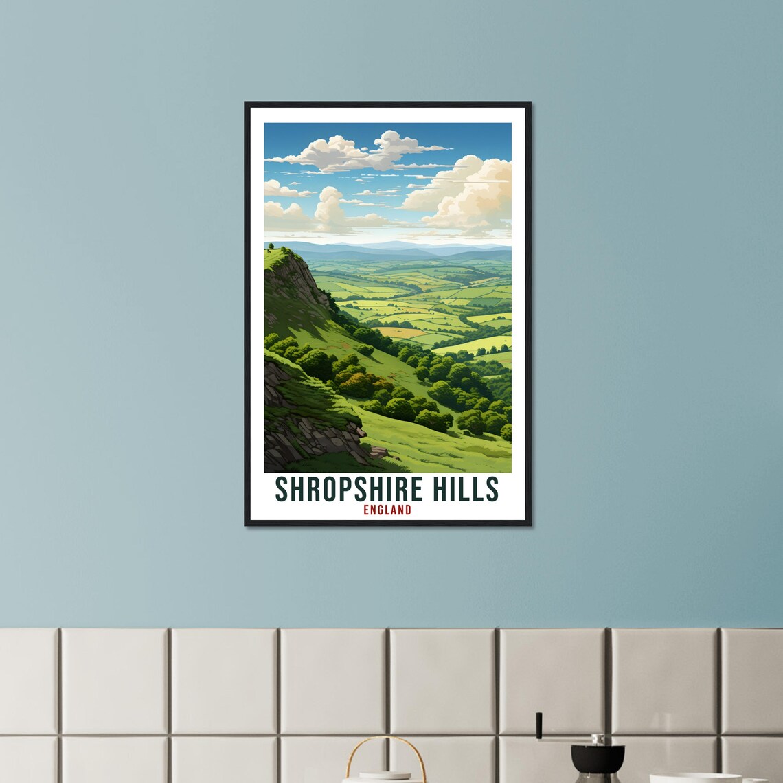 Shropshire Hills Travel Poster, England Landscape Artwork - Image 3