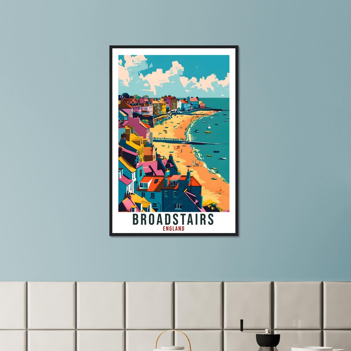 Broadstairs England Beach Town Sandy Bay Boats Colorful Travel Poster - Image 2