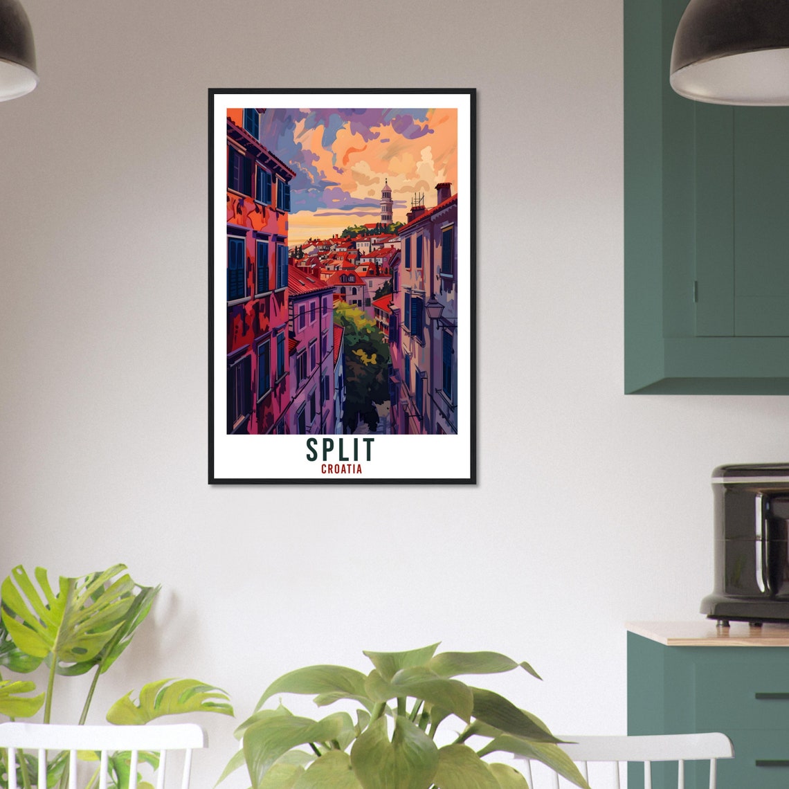 Split Croatia Sunset Alley Vintage Travel Poster with Bell Tower - Image 3