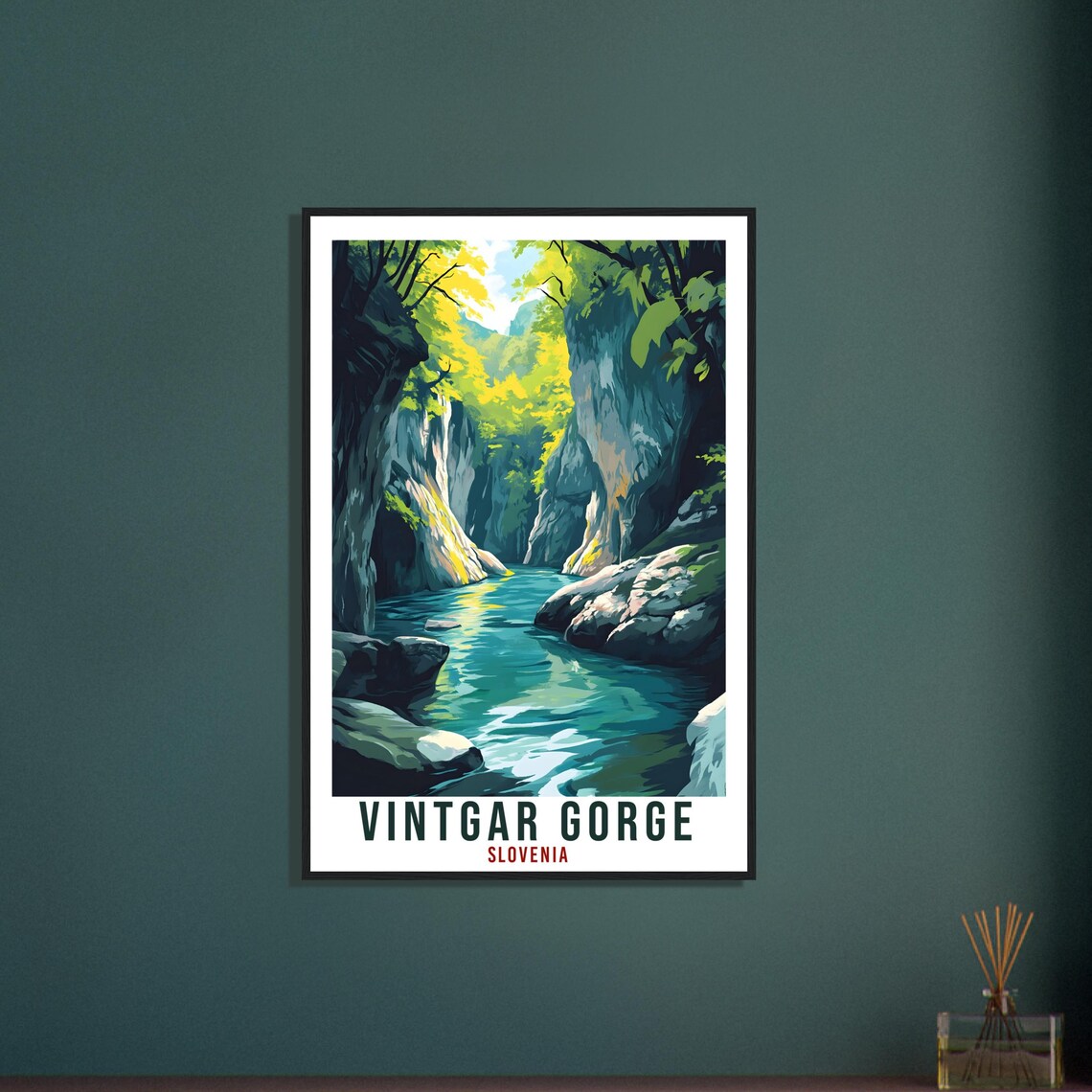 Vintgar Gorge Slovenia River Canyon Lush Vintage Travel Poster - Image 3