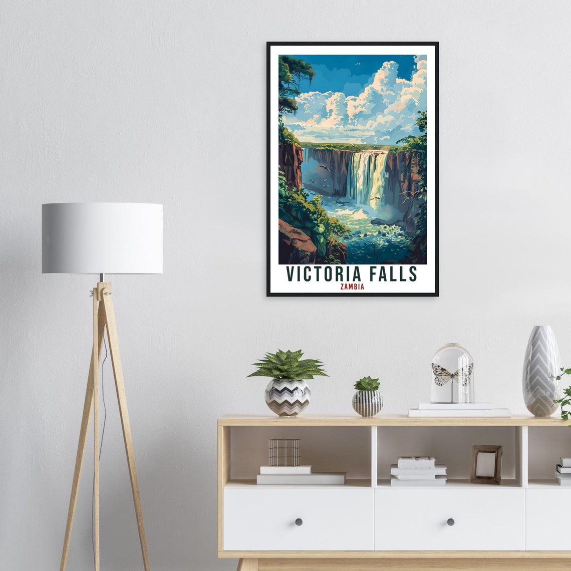 Victoria Falls Zambia Waterfall Cliffs Lush Nature Travel Poster - Image 3