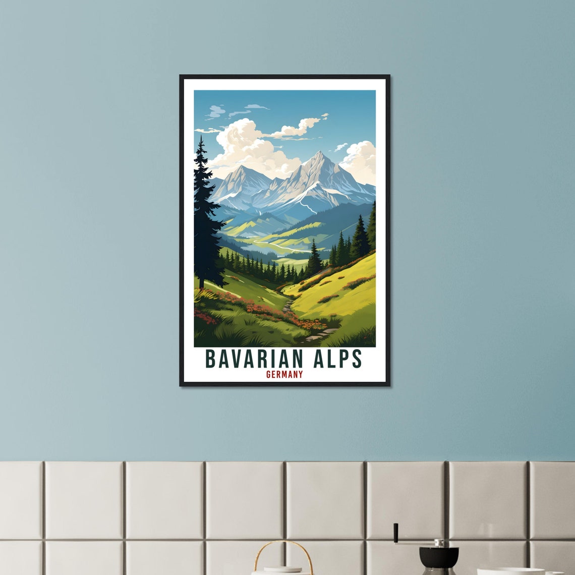 Bavarian Alps Germany Mountain Meadow Pines Vintage Travel Poster - Image 4