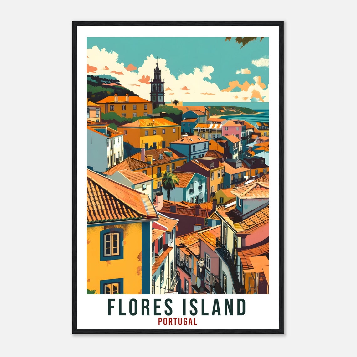 Flores Island Travel Print Portugal Wall Art Wall Hanging Home Dcor Flores Island Gift Portugal Artwork Gift Portugal Holiday Travel Poster - Image 4