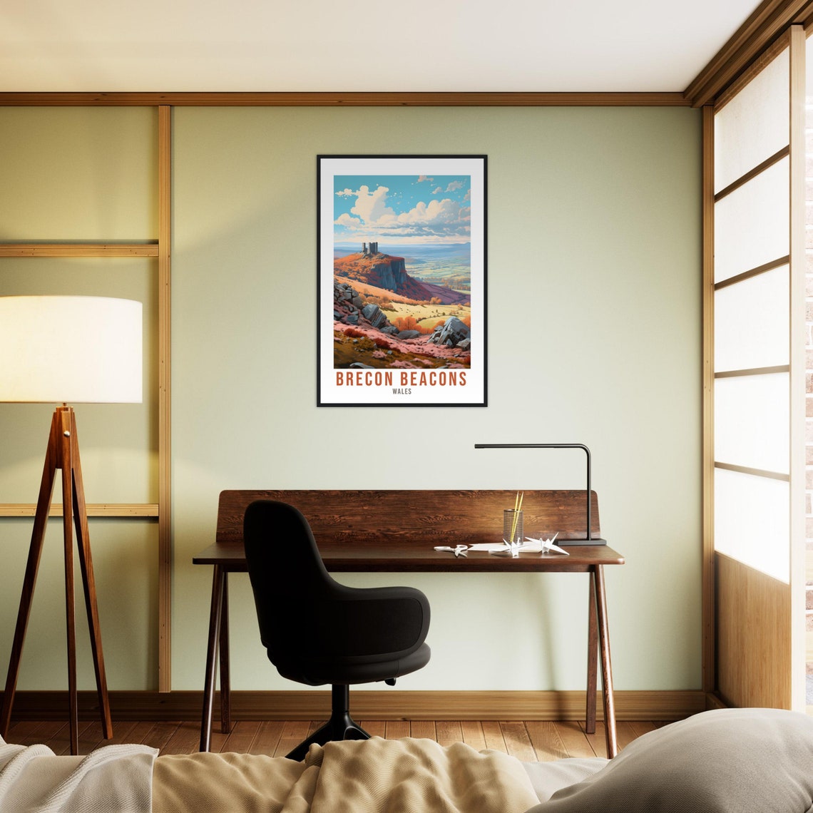 Brecon Beacons Wales Mountain Castle Autumn Landscape Poster - Image 2