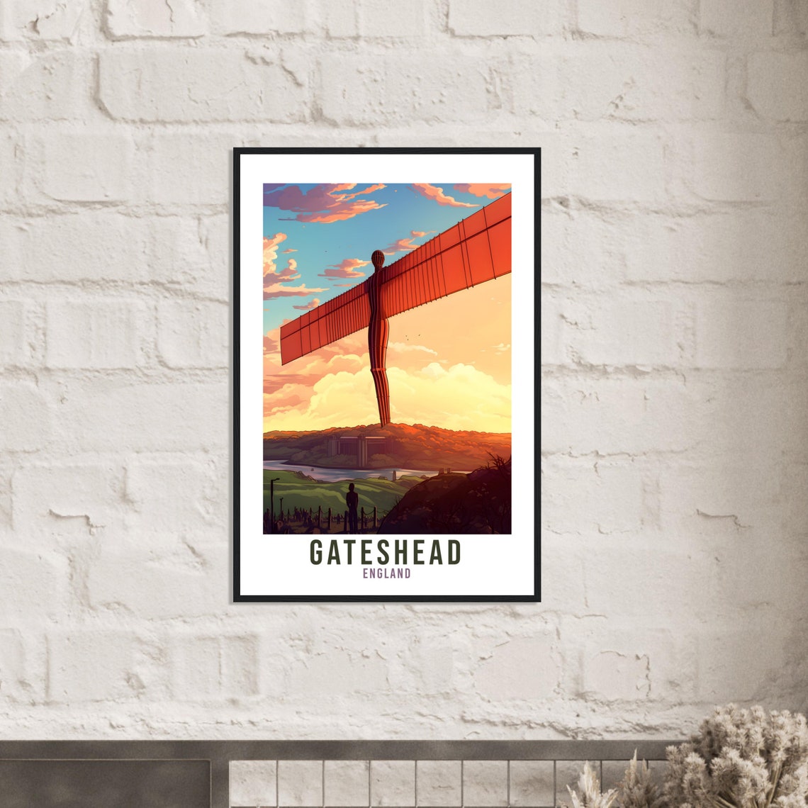Gateshead England Angel of the North Sculpture Sunset Travel Poster - Image 4