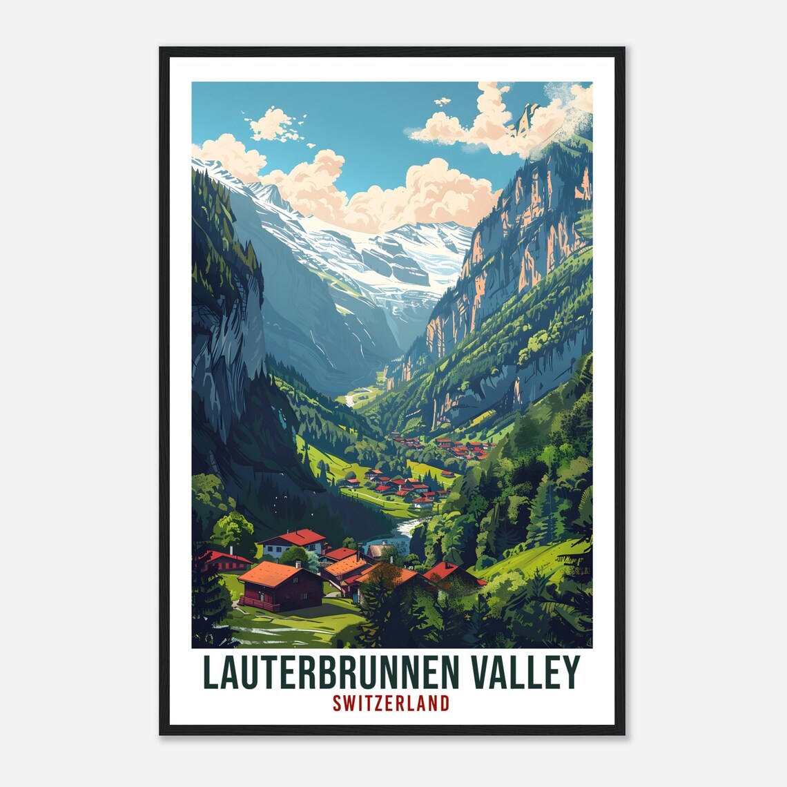Lauterbrunnen Valley Switzerland Alpine Village Travel Poster - Image 4