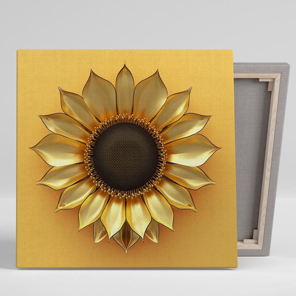 Sunflower Art Or Poster Contemporary Floral Minimalism Decor Living Room Bedroom Office Wall Art Gold Yellow Brown Black Accents
