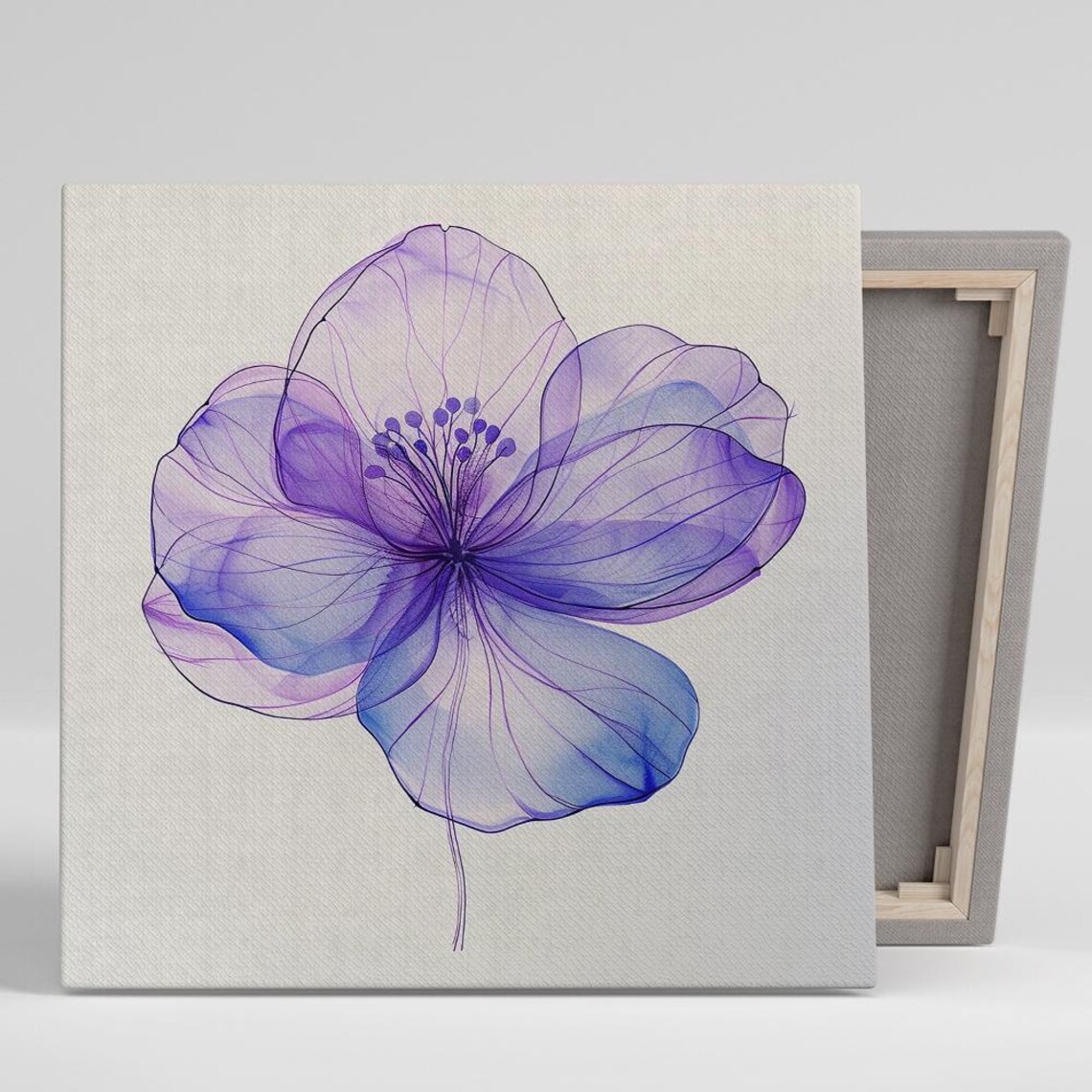 Translucent Purple Anemone Sketch On White Background Floral Poster