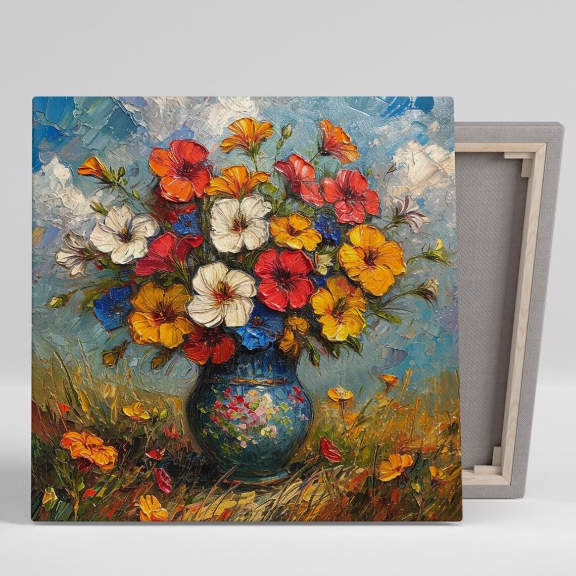 Poppy Art Print, Rustic Farmhouse Impressionism