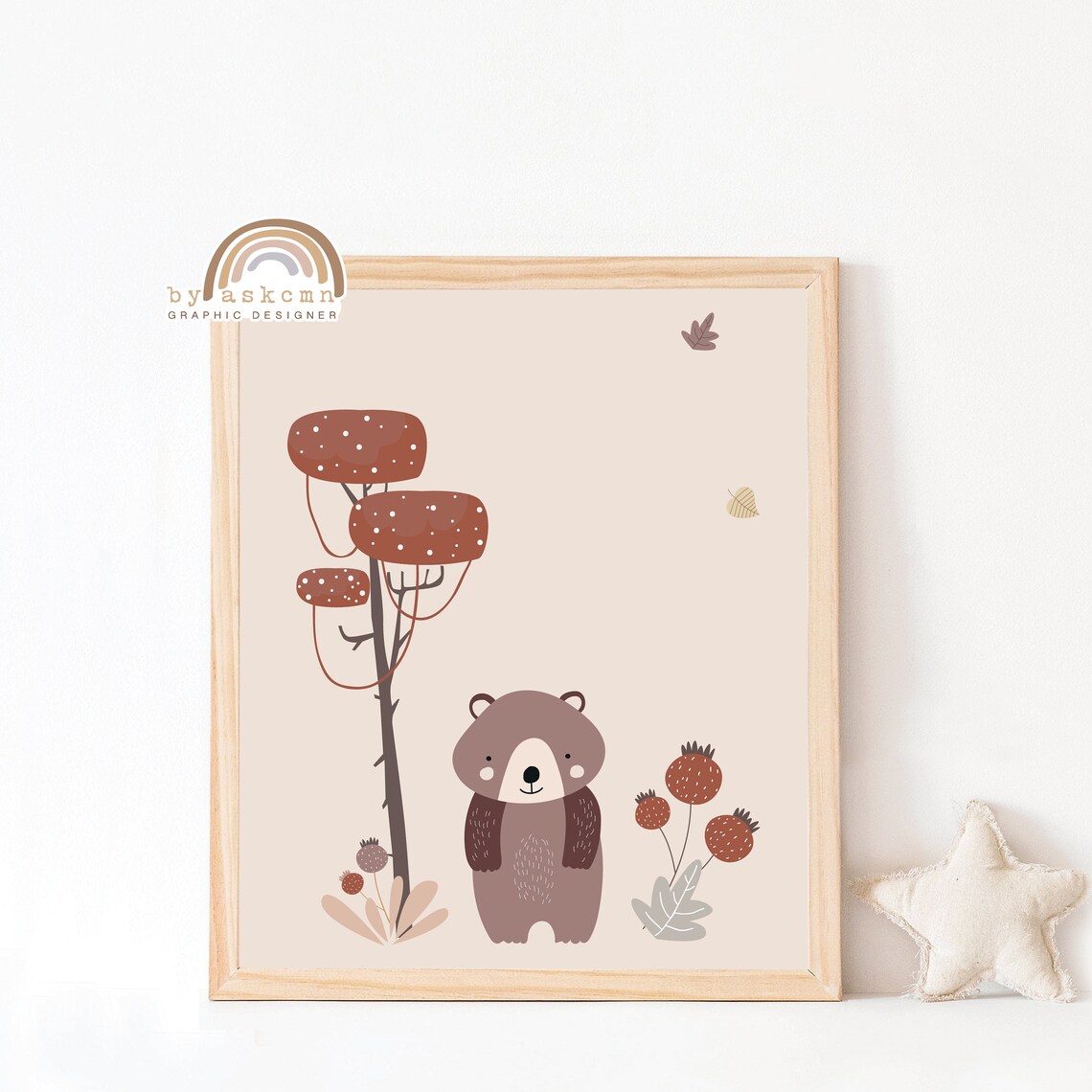 Sweet Baby Bear Nursery Woodland Berry Tree Kids Room Poster - Image 2