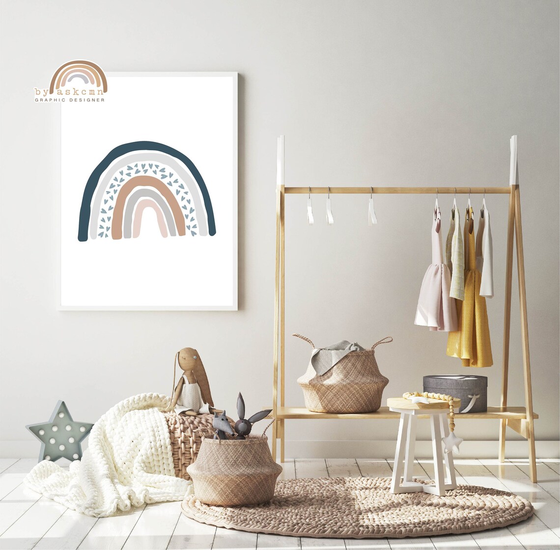 Pastel Nursery Decor Rainbow Blush Abstract Rainbow Print Gender Neutral Nursery Neutral Rainbow Art Boho Nursery Kids Wall Art - Image 3