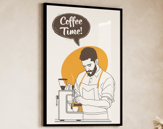 Barista Print Coffee Line Art Coffee Wall Art Coffee Print Trendy Coffee Poster Coffee Shop Decor Cafe Decor Minimalist Line Drawing
