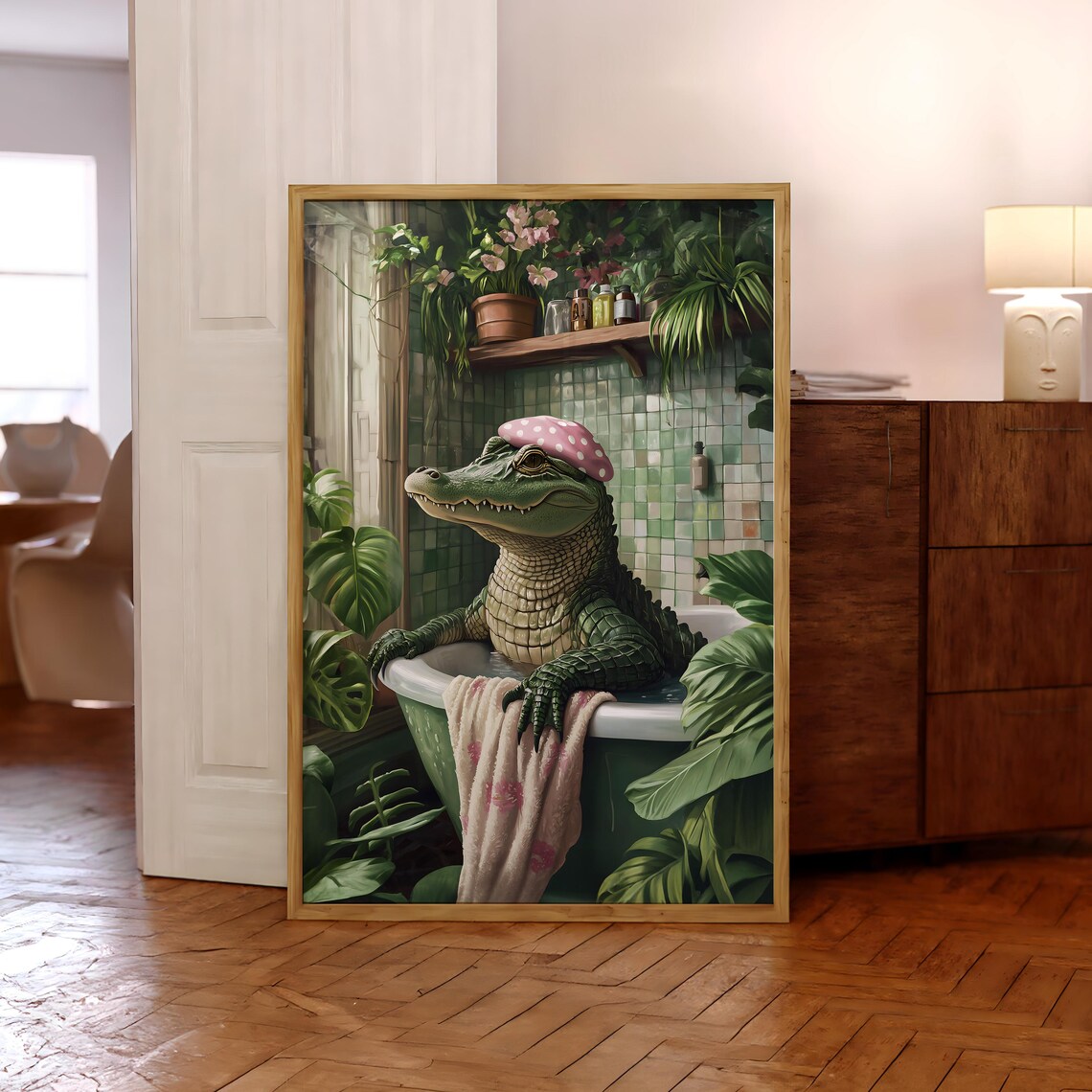 Gator In Bathtub Bathroom Humor Art Print