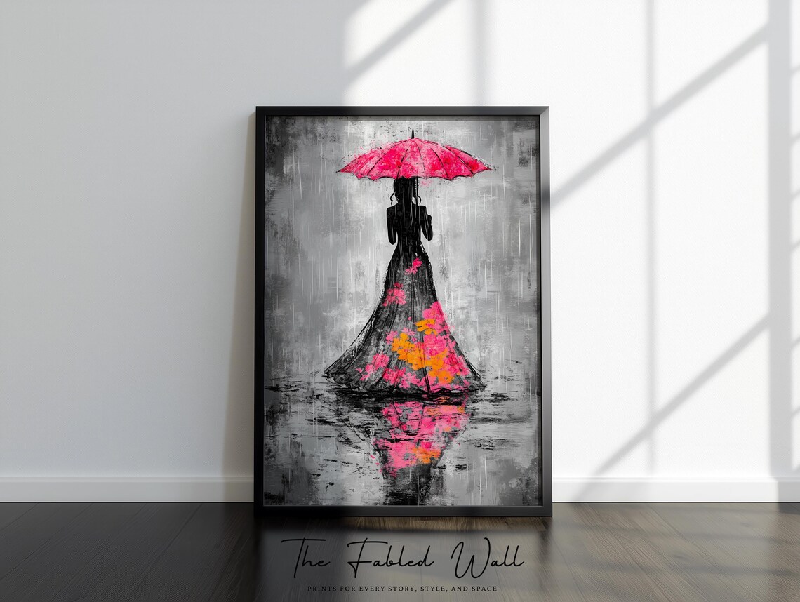 Melancholy Elegance Moody Abstract Woman With Umbrella - Image 4