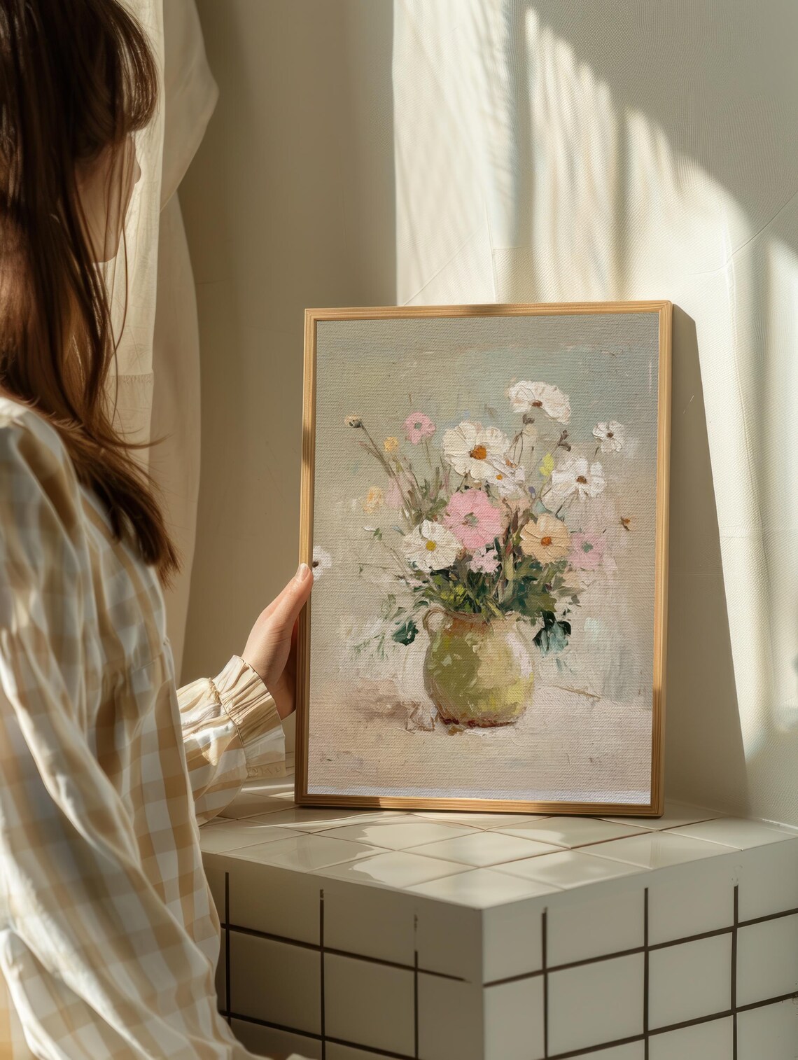 Wildflower Bouquet in Vase Muted Vintage Still Life Floral Poster - Image 2