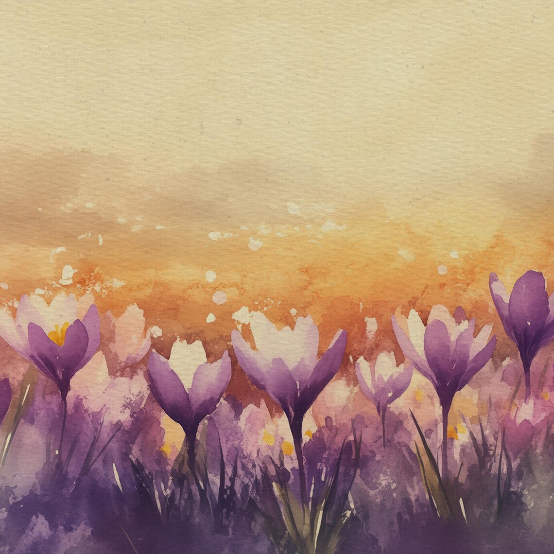 Saffron Crocus Flowers Purple Watercolor Botanical Art Poster - Image 4
