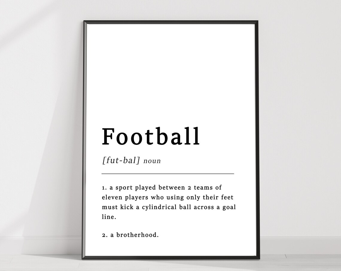 Football Definition Typography Print Black And White Minimalist Sports Gift
