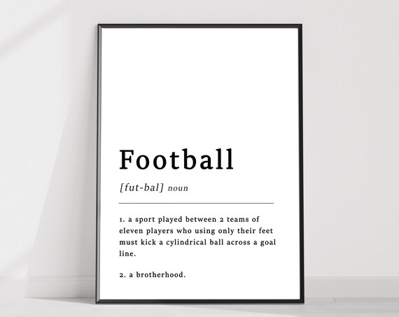 Football Definition Typography Print Black And White Minimalist Sports Gift