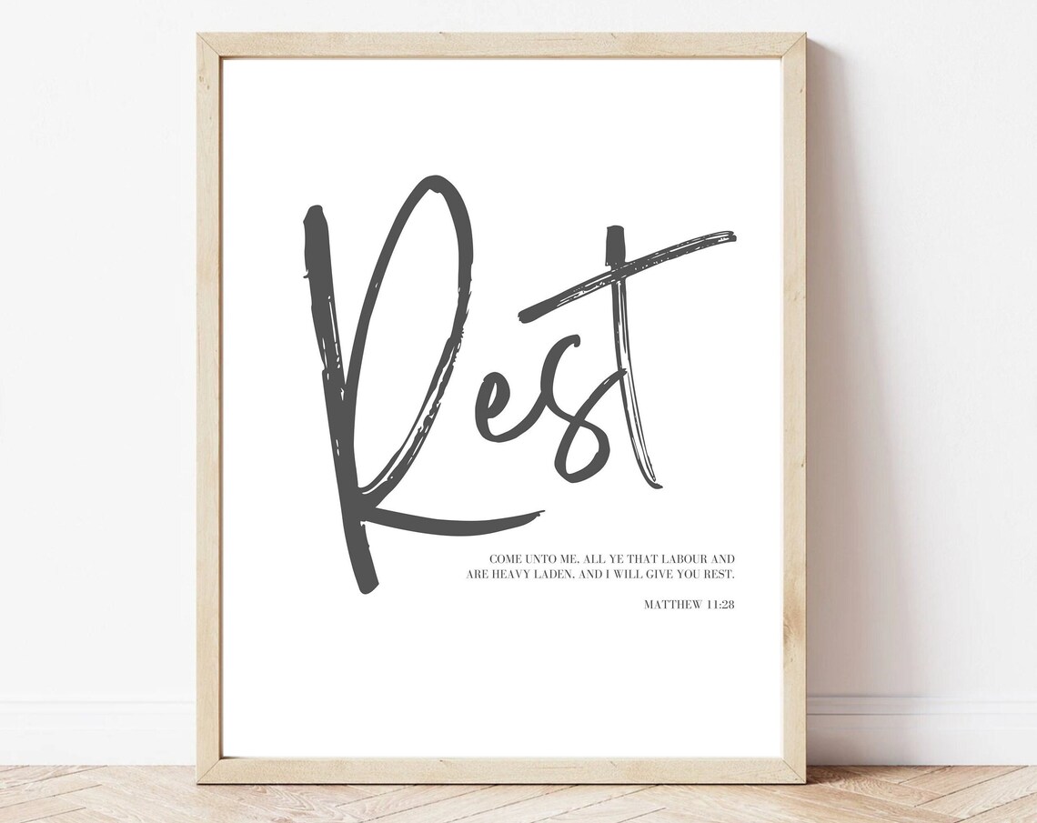 Matthew 1128 Bible Verse Quote Scripture Poster Poster Modern Christian Wall Art Scripture Prints I Will Give You Rest - Image 3