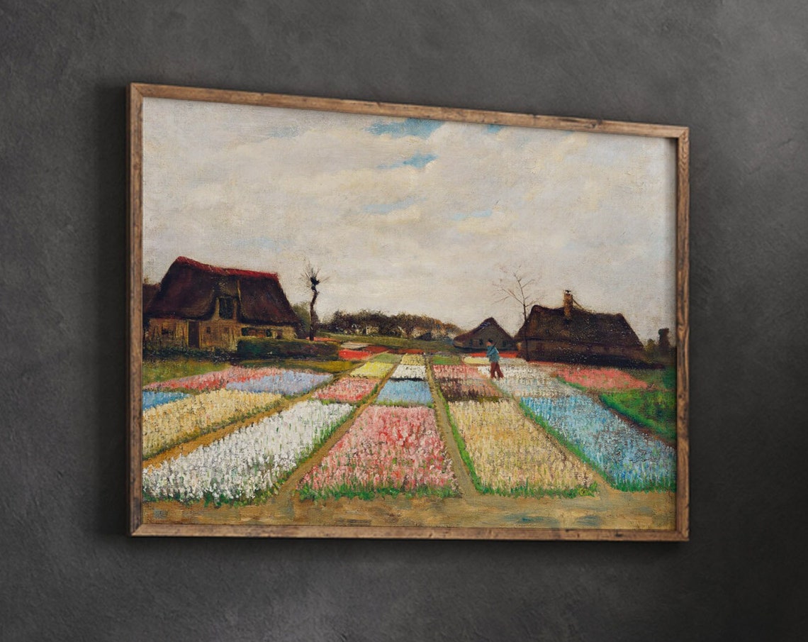 Vincent Van Gogh Flower Beds In Holland Tulip Fields Vintage Poster