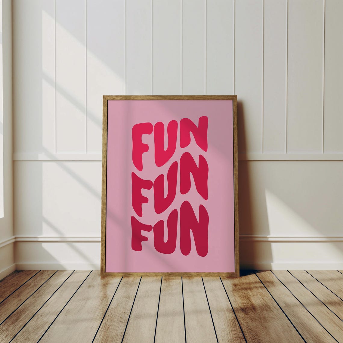 Fun Fun Fun Hot Pink Bubble Letter Retro Girly Party Decor Poster - Image 3