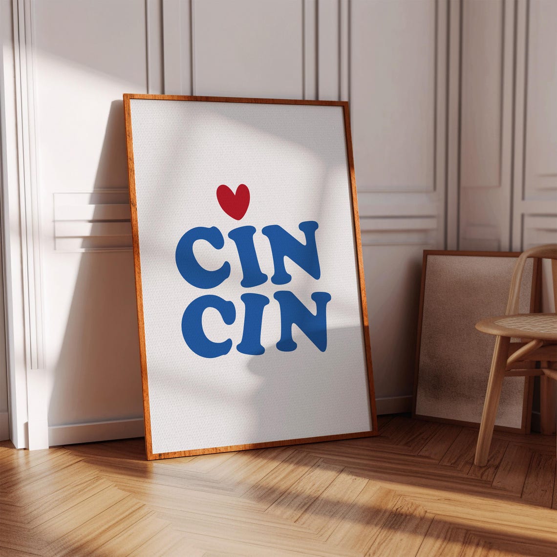 Cin Cin Blue Bubble Letter Wine Toast Kitchen Bar Decor Poster