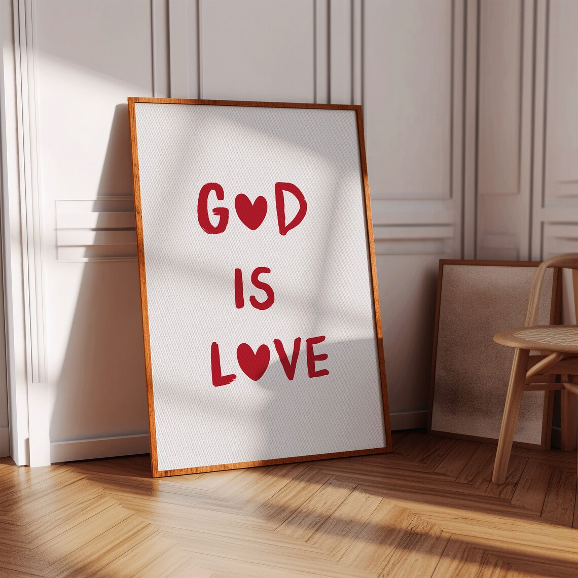 God Is Love Red Heart Lettering Christian Affirmation Poster - Image 3