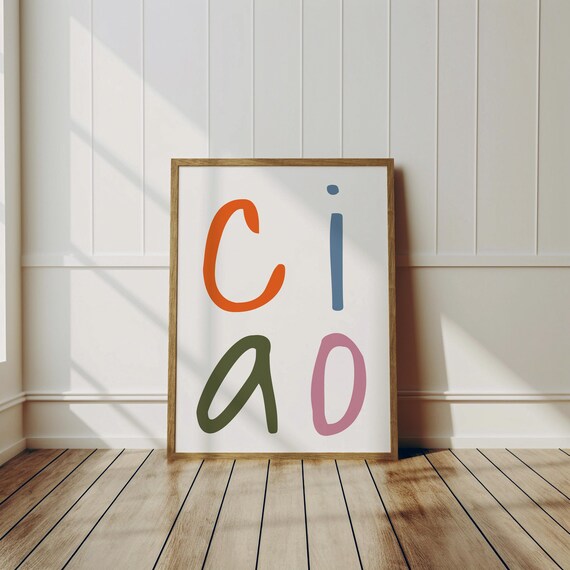 Ciao Multicolor Oversized Letter Retro Italian Greeting Poster
