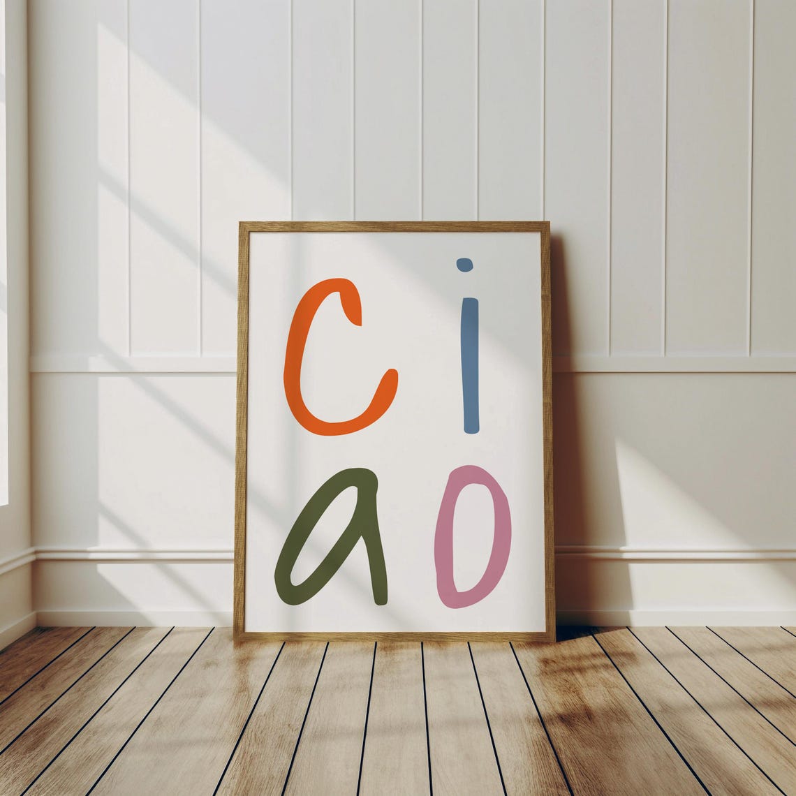 Ciao Multicolor Oversized Letter Retro Italian Greeting Poster