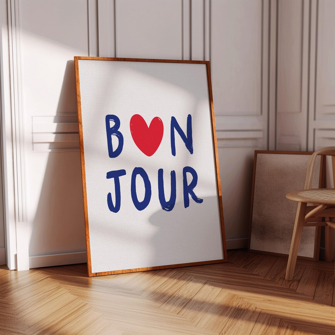 Bonjour French Word Travel Poster, Modern Decor
