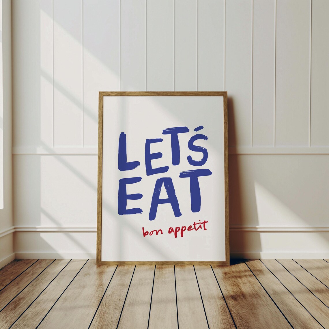 Lets Eat Bon Appetit Blue Kitchen Poster French Bistro Style Art - Image 3
