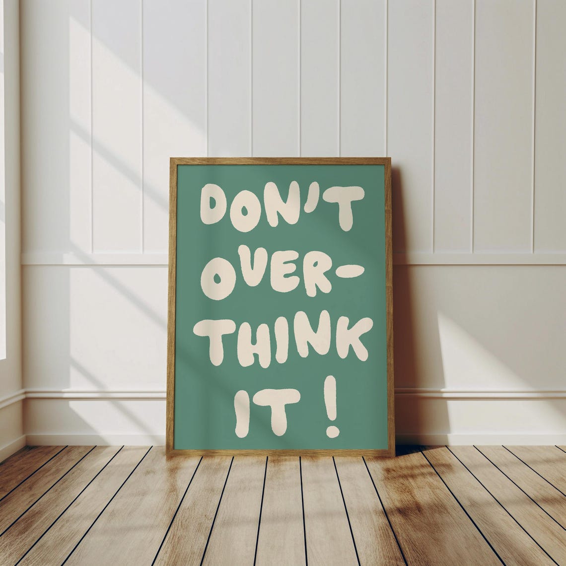 Dont Overthink It Teal Bubble Letter Encouragement Wall Poster - Image 2