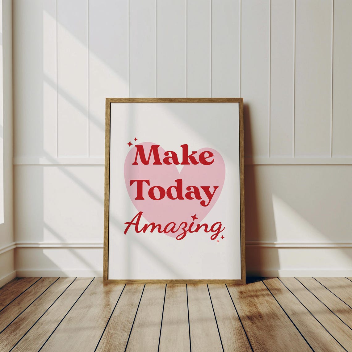 Make Today Amazing Red Script Pink Heart Uplifting Morning Poster - Image 3