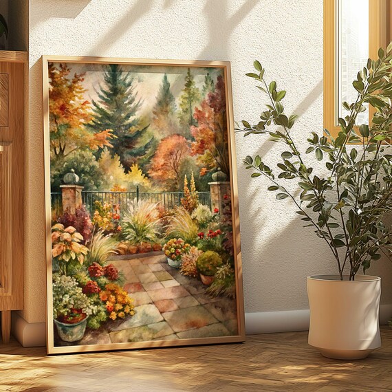 Cottagecore Fall Garden, Autumn Decor Art Print
