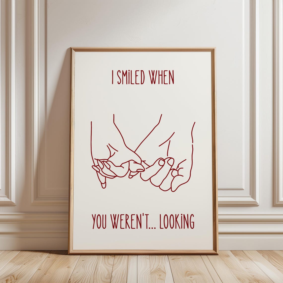 I Smiled When You Were Not Looking Holding Hands Couples Love Print