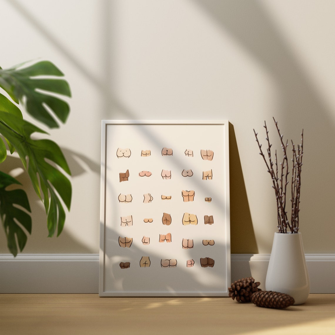 Body Positive Illustrated Butts Grid Diversity Funny Art Poster - Image 2