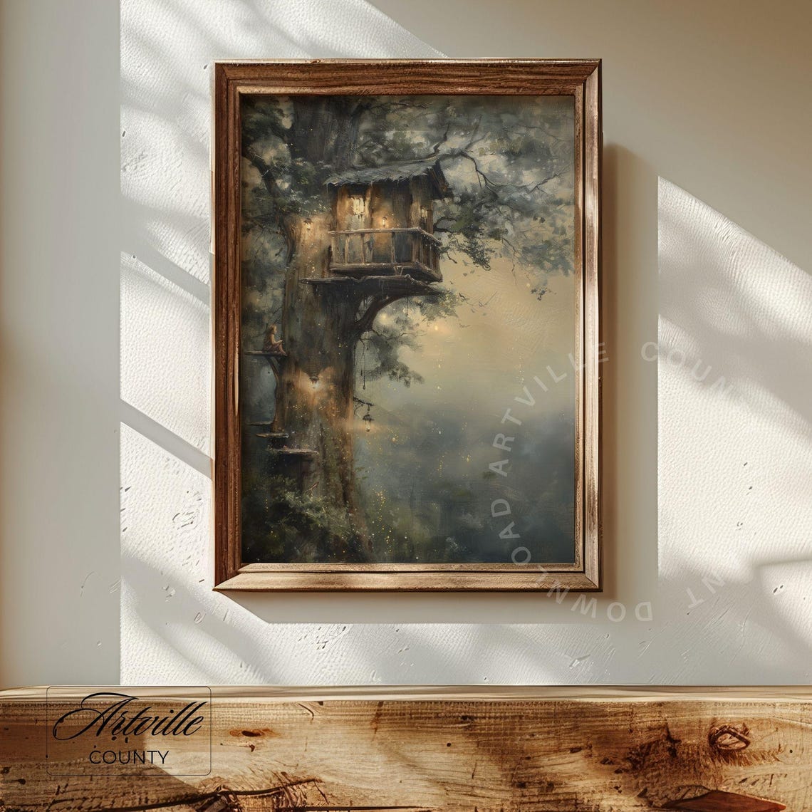 Magical Treehouse Lanterns Whimsical Forest Fairy Tale Poster - Image 4