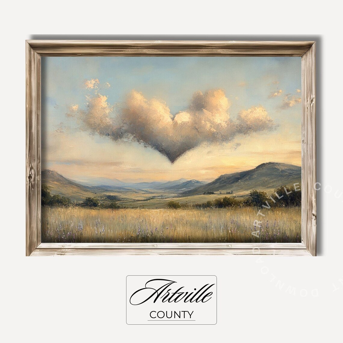 Heart Shape Cloud Art Print, Romantic Spring Landscape