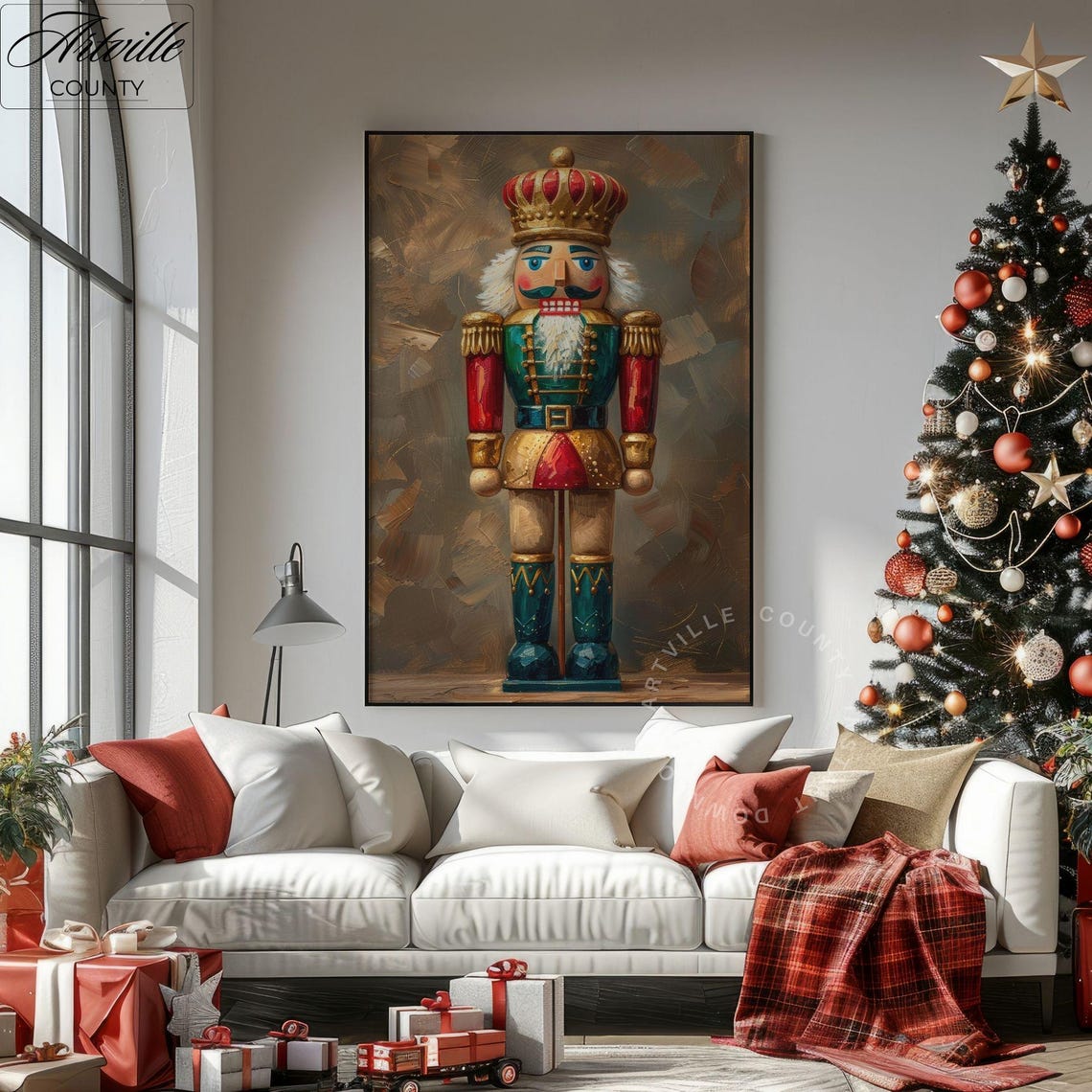 Nutcracker Soldier Vintage Christmas Holiday Toy Painting Poster - Image 3