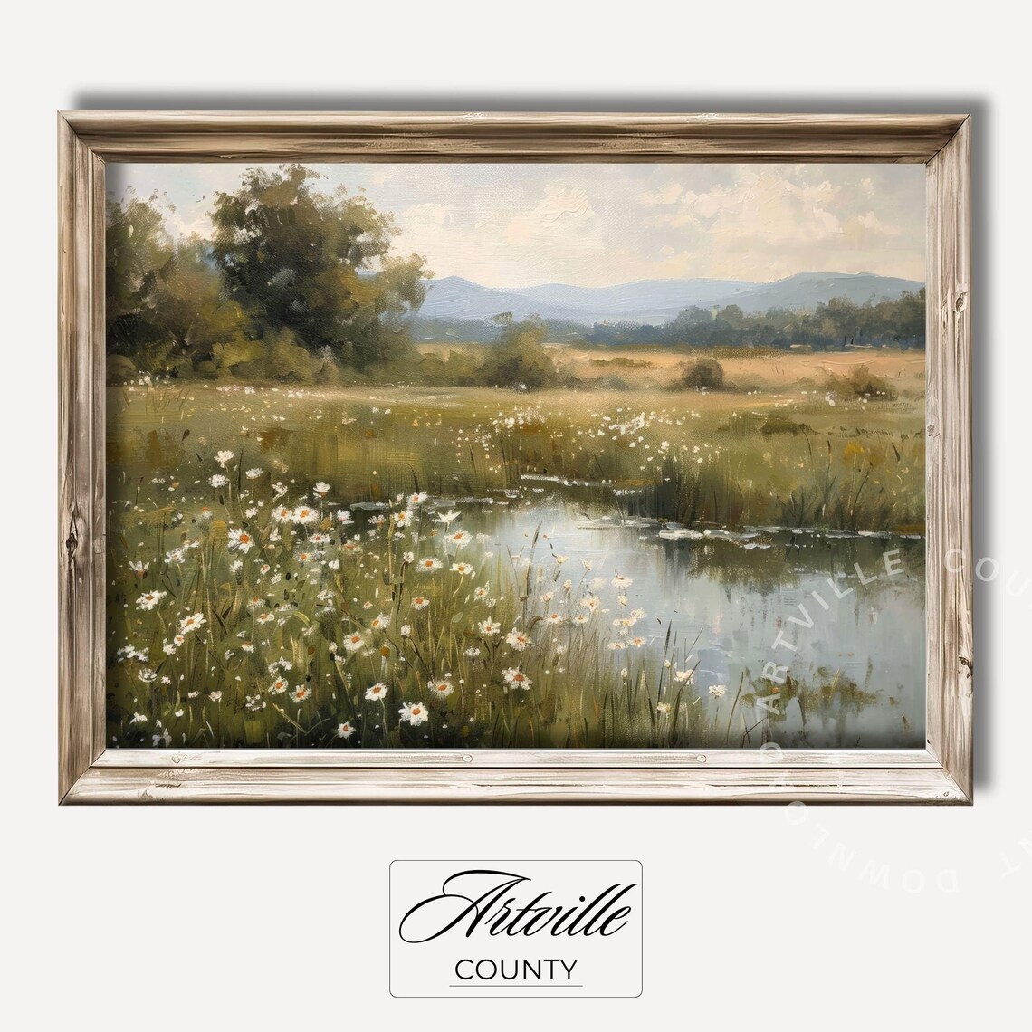 Spring Landscape Vintage Wildflowers Poster Print