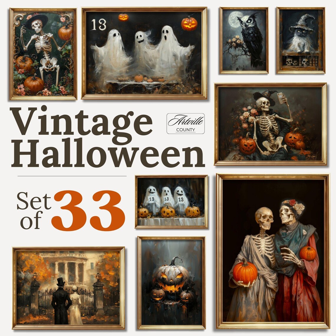 Halloween Gallery Wall Set, Whimsigoth Gothic Poster
