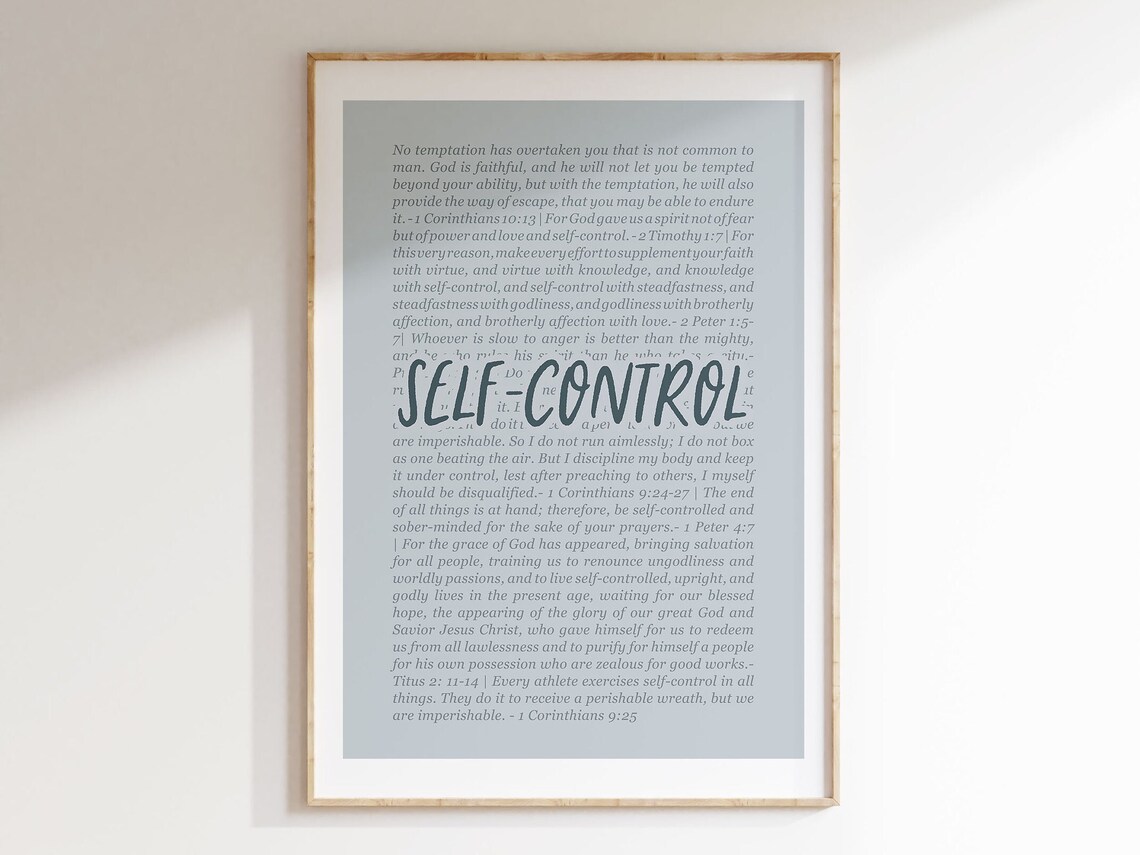 Self-Control Fruit Of The Spirit Bible Verse Poster Nursery Decor Faith