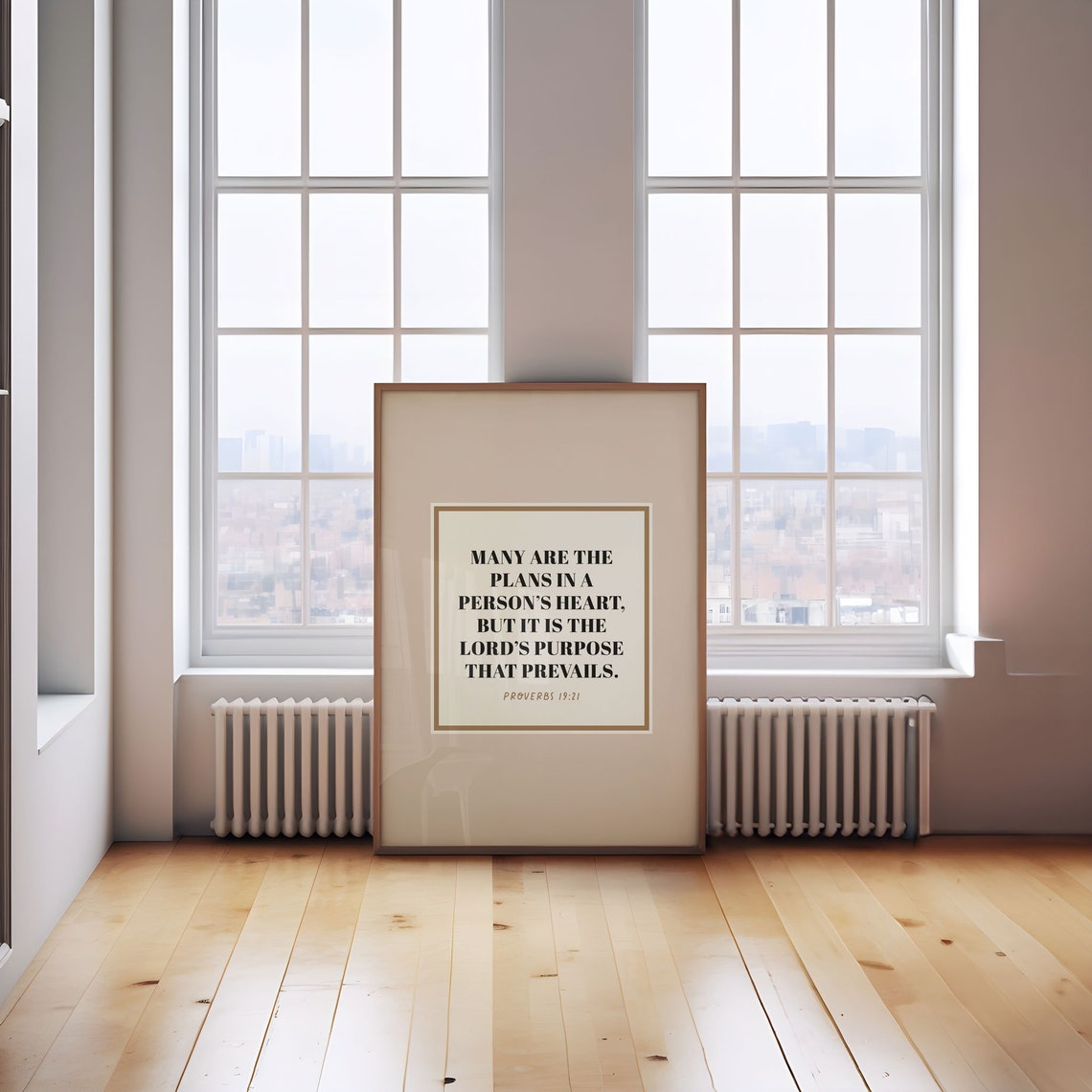 Proverbs 19:21 The Lords Purpose Prevails Bible Verse Beige Poster - Image 5