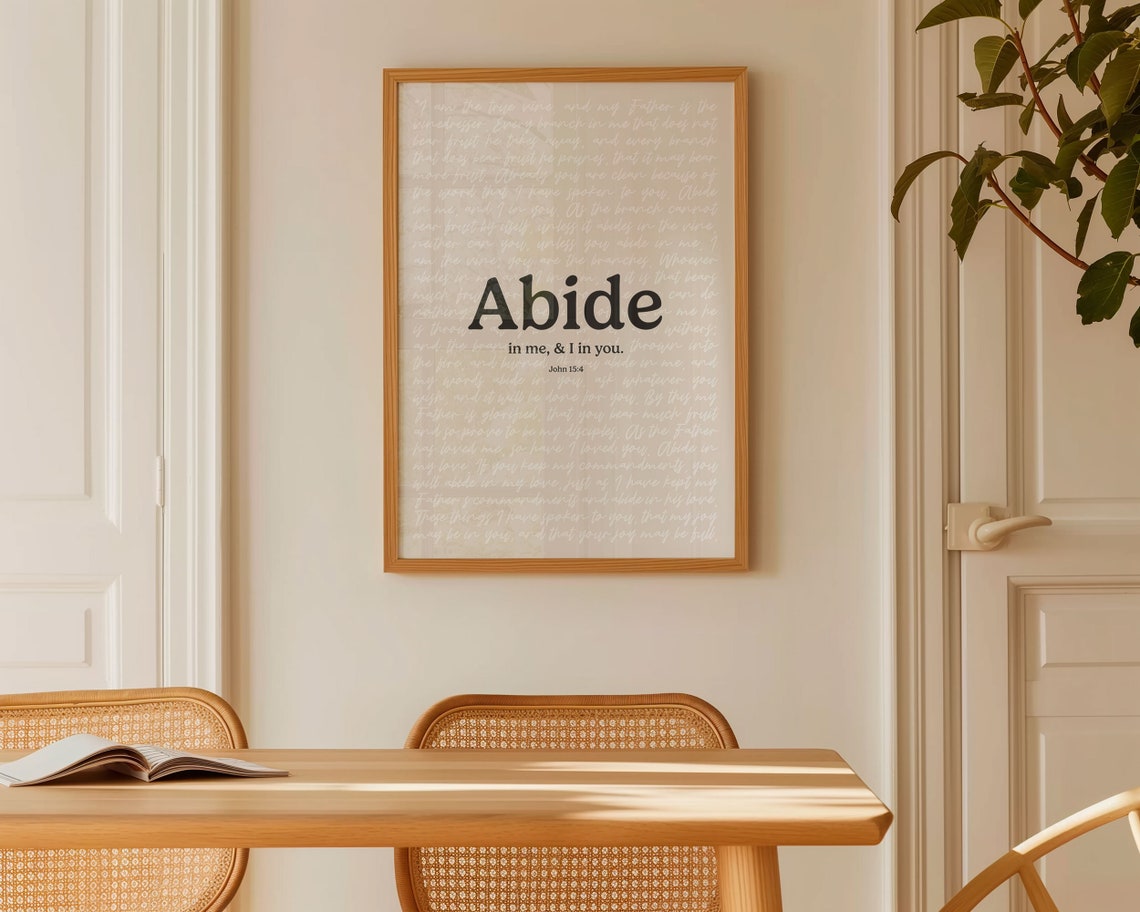 John 15 4 Abide In Me Vine And Branches Layered Scripture Poster
