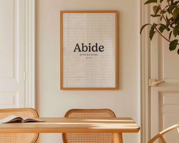 John 15 4 Abide In Me Vine And Branches Layered Scripture Poster