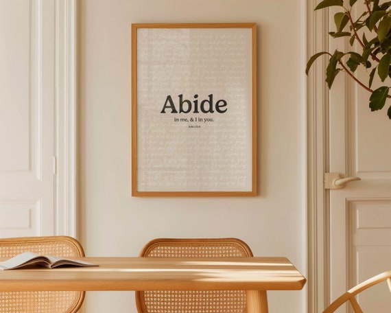 John 15 Abide In Me Bible Verse Artwork Handwritten Christian Inspirational Bible Quotes Jesus Quote Favourite Scripture Quote Church Art