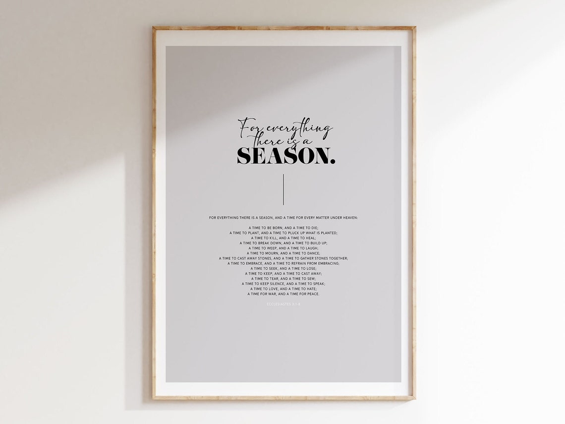 For Everything There Is A Season Ecclesiastes 3 Bible Verse Wall Art Christian Modern Scripture Poster Bold Typography Minimal Home Decor - Image 6