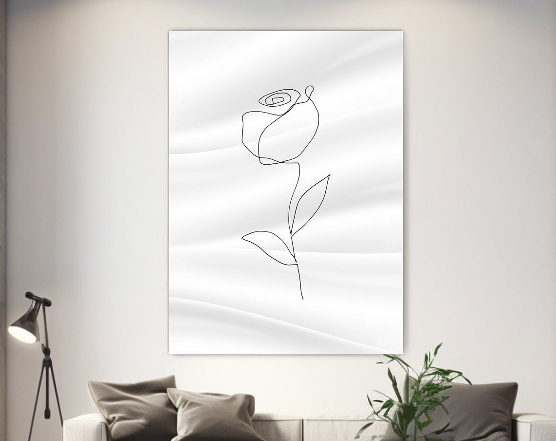 Minimalist One Line Rose Drawing Elegant Black And White Art Poster